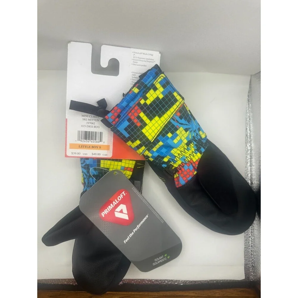New Spyder Mini Cubby Mittens Ski Snowboard Size Little Boy Small Digi Bug